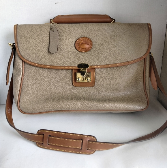 Dooney & Bourke Bags Vintage Dooney Bourke Brief Laptop Tan Leather